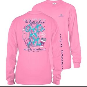 Medium Pink All You Do Is Done In Love Scrubs Long Sleeve Tee by Simply
Southern